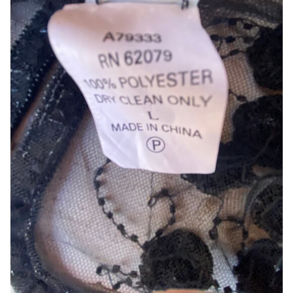 Black Net Embroidered Beaded Floral Blouse Shirt Top Jacket SZ L C100845 - Picture 5 of 10